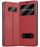 Cadorabo Hoesje geschikt voor Samsung Galaxy NOTE 8 in SAFRAN ROOD - Beschermhoes met magnetische sluiting, standfunctie en 2 kijkvensters Book Case Cover Etui