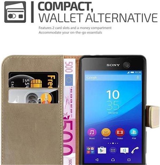 Coque Cadorabo pour Sony Xperia M5 en CAPPUCCINO BROWN - Coque de protection avec fermeture magnétique