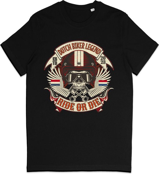 T Shirt Heren - Nederlandse Motor Legende - Ride or Die - Zwart - XXL