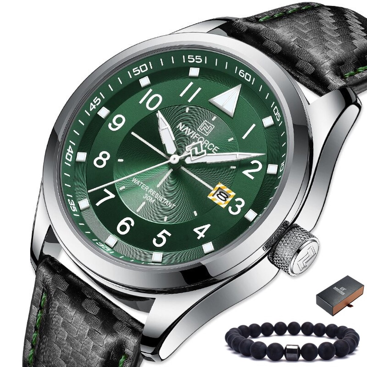 Naviforce Herenhorloge Horloges voor Mannen Watch Heren Horloge - Incl. Armband & Horlogebox Geschenkdoos - Zwart Groen