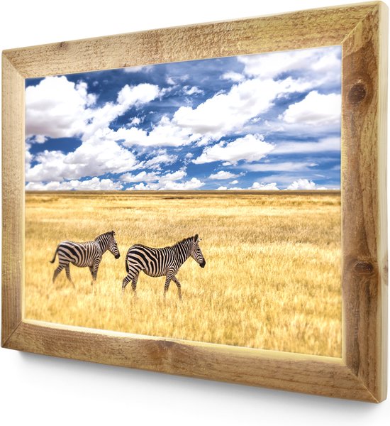 Led Schilderij - Zebra's - 68 x 51 cm