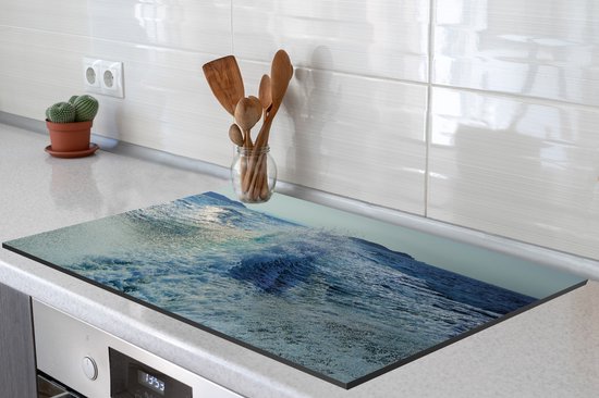 KitchenYeah® Inductie beschermer 80.2x52.2 cm - Golven in blauwe zee - Kookplaataccessoires - Afdekplaat voor kookplaat - Inductiebeschermer - Inductiemat - Inductieplaat mat