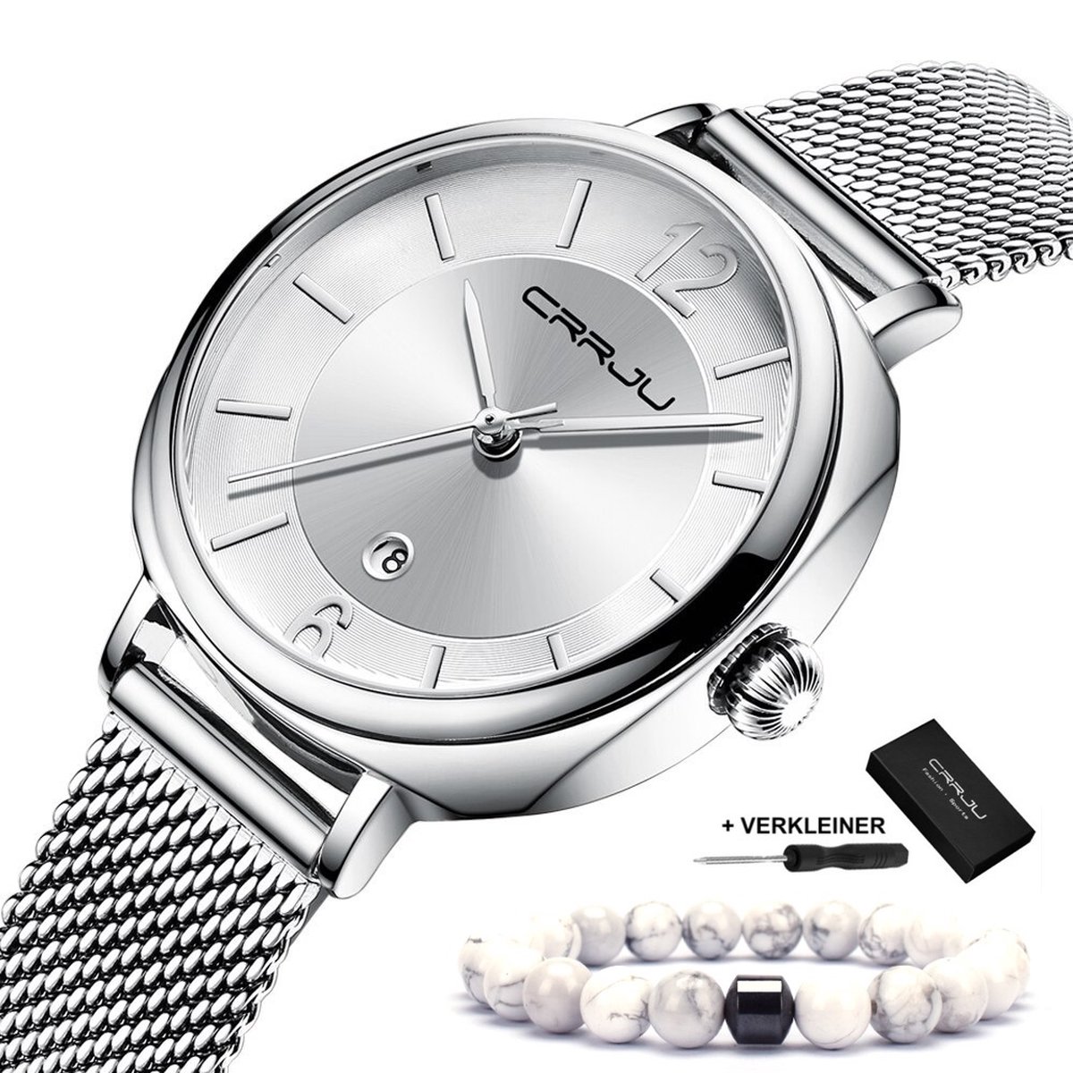 Curren - Horloge Dames - Cadeau voor Vrouw - Horloges voor Vrouwen - 33 mm - Zilver Wit