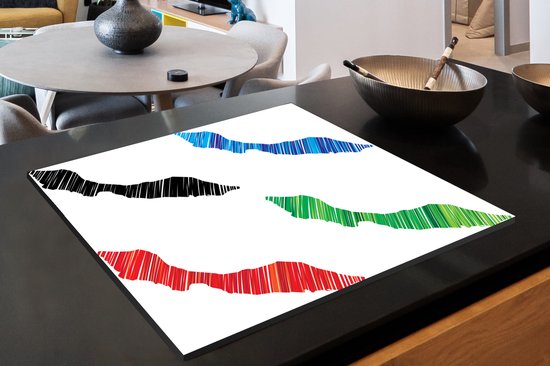 KitchenYeah® Inductie beschermer 78x78 cm - Vier gekleurde illustraties van Curaçao - Kookplaataccessoires - Afdekplaat voor kookplaat - Inductiebeschermer - Inductiemat - Inductieplaat mat
