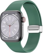 By Qubix Siliconen bandje - Folding Buckle - Groen - Geschikt voor Apple Watch 42mm - 44mm - 45mm - Ultra - 49mm - Compatible Apple watch bandje -