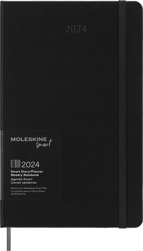 Agenda Moleskine 12 mois - 2024 - Hebdomadaire - Smart Paper Tablet - Grand  - Zwart