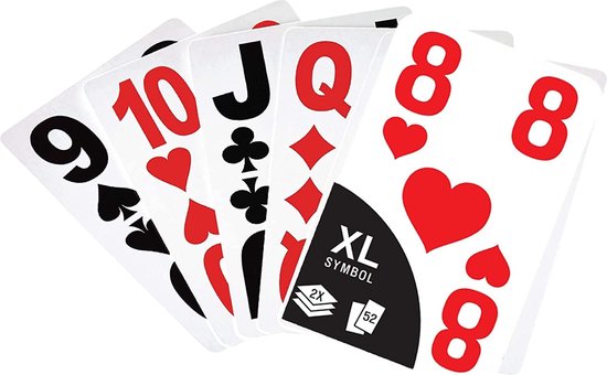 Afbeelding van het spel TronicXL 2 stuks XXL premium kaartspel speelkaarten karton met grote XL XXL tekens voor senioren en mensen met een slechtziendheid grote kaarts