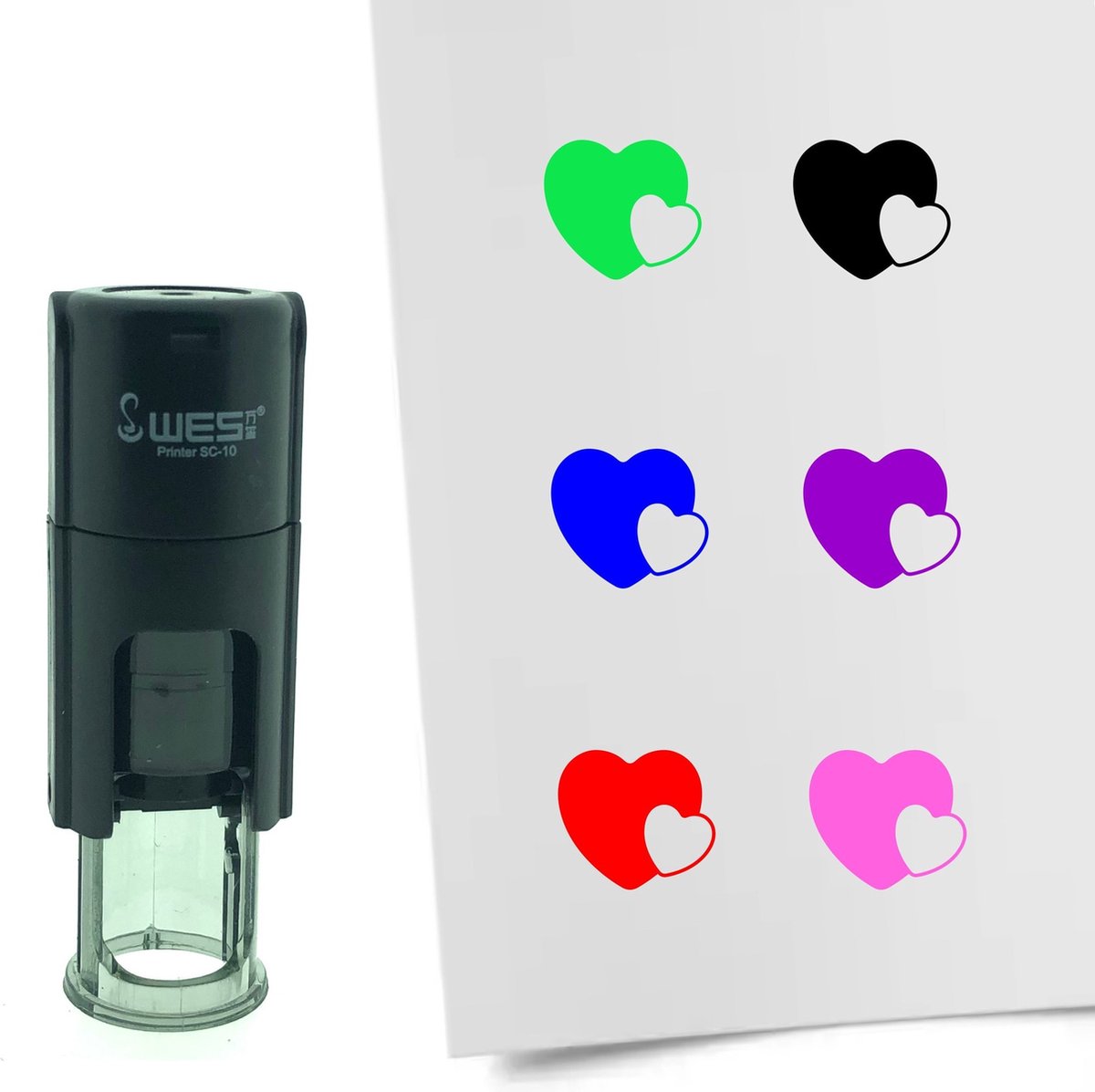 CombiCraft Stempel Hartjes verstrengeld 10mm rond - Zwarte inkt