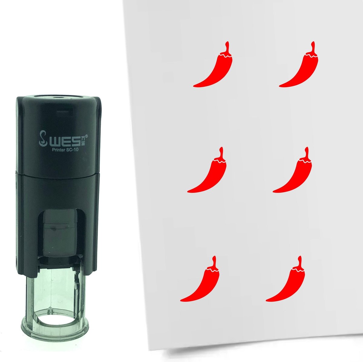 CombiCraft Stempel Chili Peper 10mm rond - Rode inkt