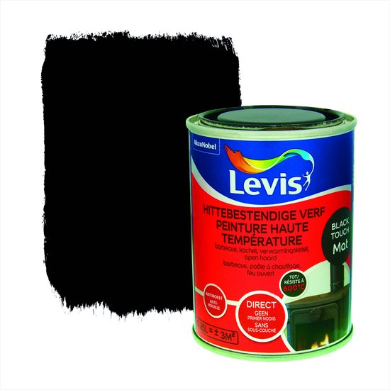Peinture résistante à la chaleur Levis Noir mat 0,25 L.