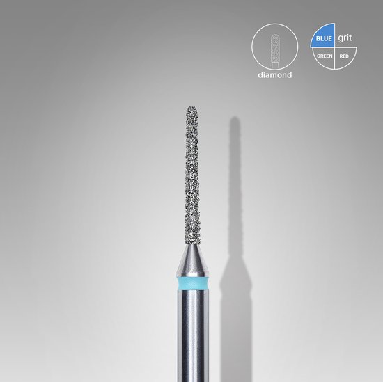 Staleks Pro – 3x Diamant Freesbit "Needle" – Blauwe Band – 1 mm Kop – 10 mm Werkdeel – Voor Manicure & Nagelstyling
