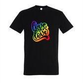 T-shirt Love is love colored - Zwart T-shirt - Maat S - T-shirt met print - T-shirt heren - T-shirt dames