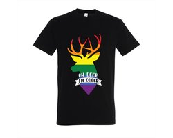 T-shirt Oh deer i'm queer - Zwart T-shirt - Maat L - T-shirt met print - T-shirt heren - T-shirt dames Image