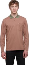Web Blouse Comfy Polo Shirt Long Sleeve Brown - S