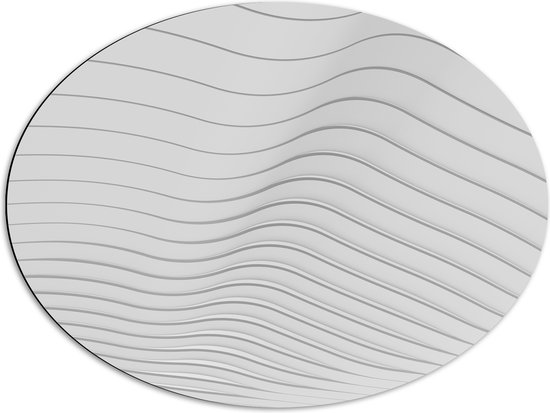 Dibond Ovaal - Golvende Lijnen op Witte Achtergrond - 80x60 cm Foto op Ovaal (Met Ophangsysteem)