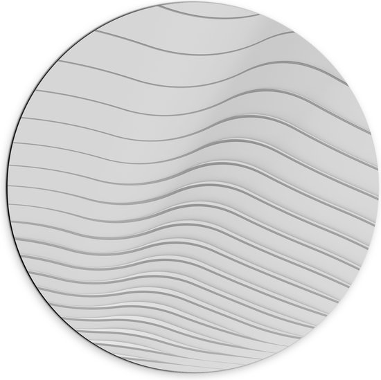 Dibond Muurcirkel - Golvende Lijnen op Witte Achtergrond - 70x70 cm Foto op Aluminium Muurcirkel (met ophangsysteem)