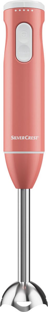 Silvercrest Staafmixerset - Lichtroze - 3-in-1: mixen, pureren en hakken - Vermogen: 600 W - Incl.: hakmolen, garde en maatbeker - Voor mixen, pureren en hakken - Ergonomisch soft-touch greepoppervlak - Turboknop voor krachtige impulsmixing