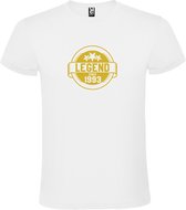 Wit T-Shirt met “Legend sinds 1993 “ Afbeelding Goud Size XXXL