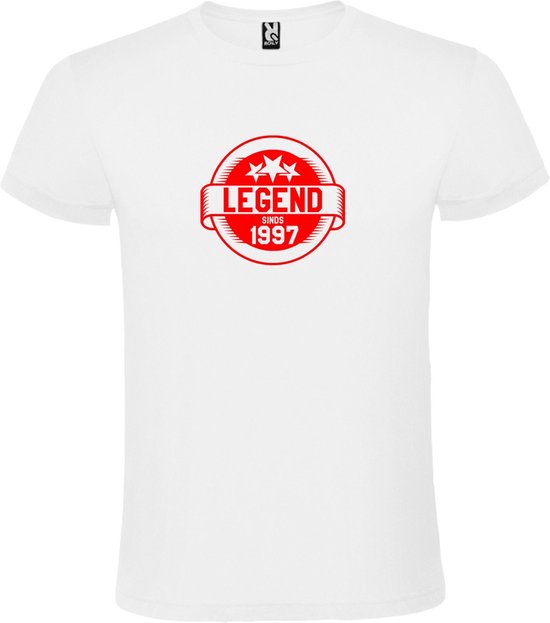 Wit T-Shirt met “Legend sinds 1997 “ Afbeelding Rood Size XXXXXL