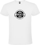 Wit T-Shirt met “Legend sinds 1993 “ Afbeelding Zwart Size XXXL