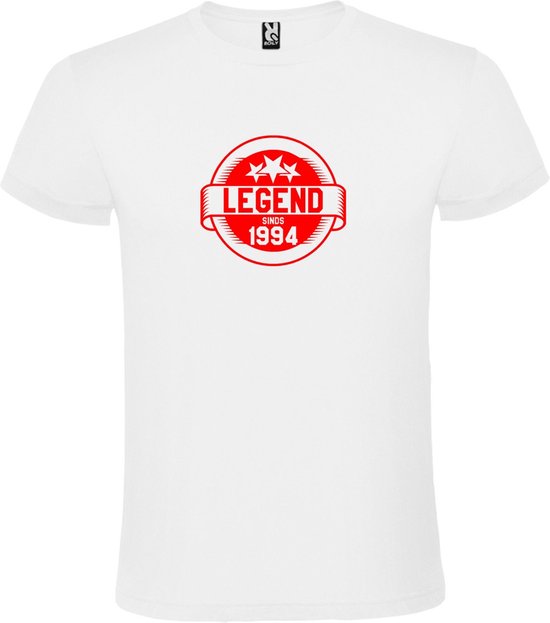 Wit T-Shirt met “Legend sinds 1994 “ Afbeelding Rood Size XXXL