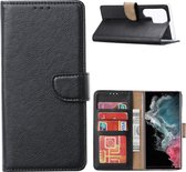 Hoesje Geschikt Voor Samsung Galaxy S23 Ultra Hoesje met Pasjeshouder – Bookcase – Zwart