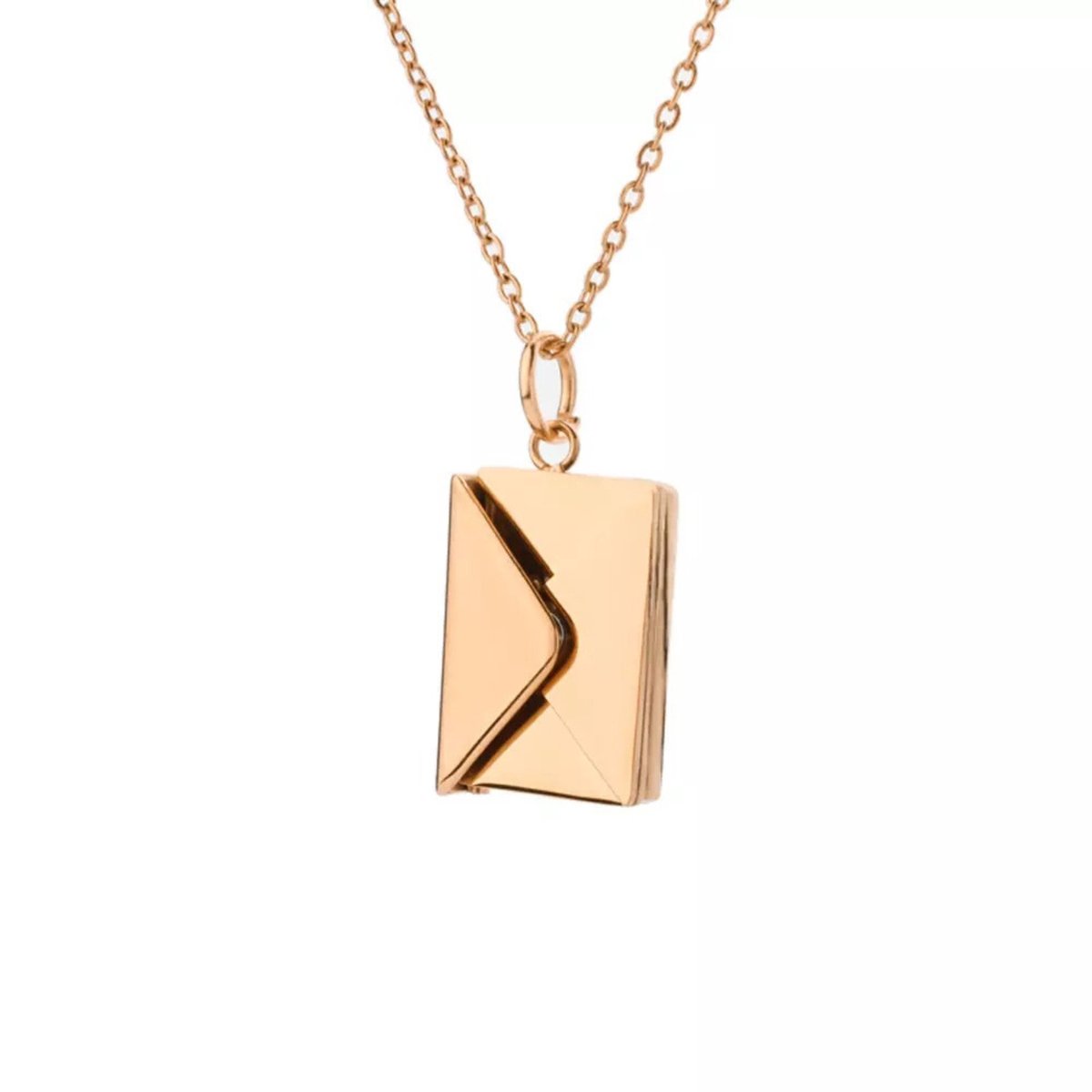 Despora - Ketting - Envelop Ketting - Love You Ketting - Valentijn - Cadeau voor Vrouw - Sieraden - RVS - Rose-goudkleurig