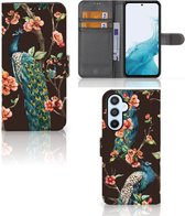 Telefoonhoesje Geschikt voor Samsung Galaxy A54 5G Flipcase Cover Pauw met Bloemen