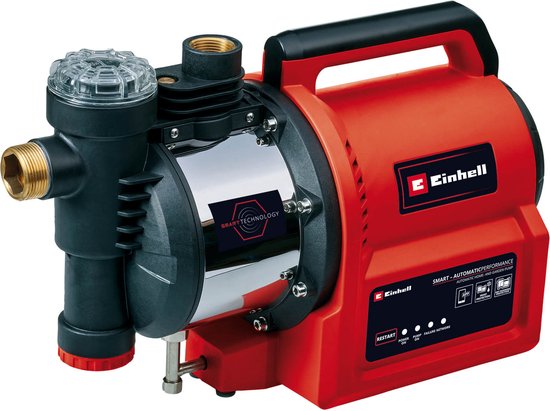 Einhell Elektrische Automatische Tuinpomp GE-AW 1144 SMART - 1100 W - 4.8 bar - 4.400 l/u - Max. opvoerhoogte: 48 m - Max. Zuighoogte: 8 m - Automatische functie - LED-Display - SMART-functie: App-bediening
