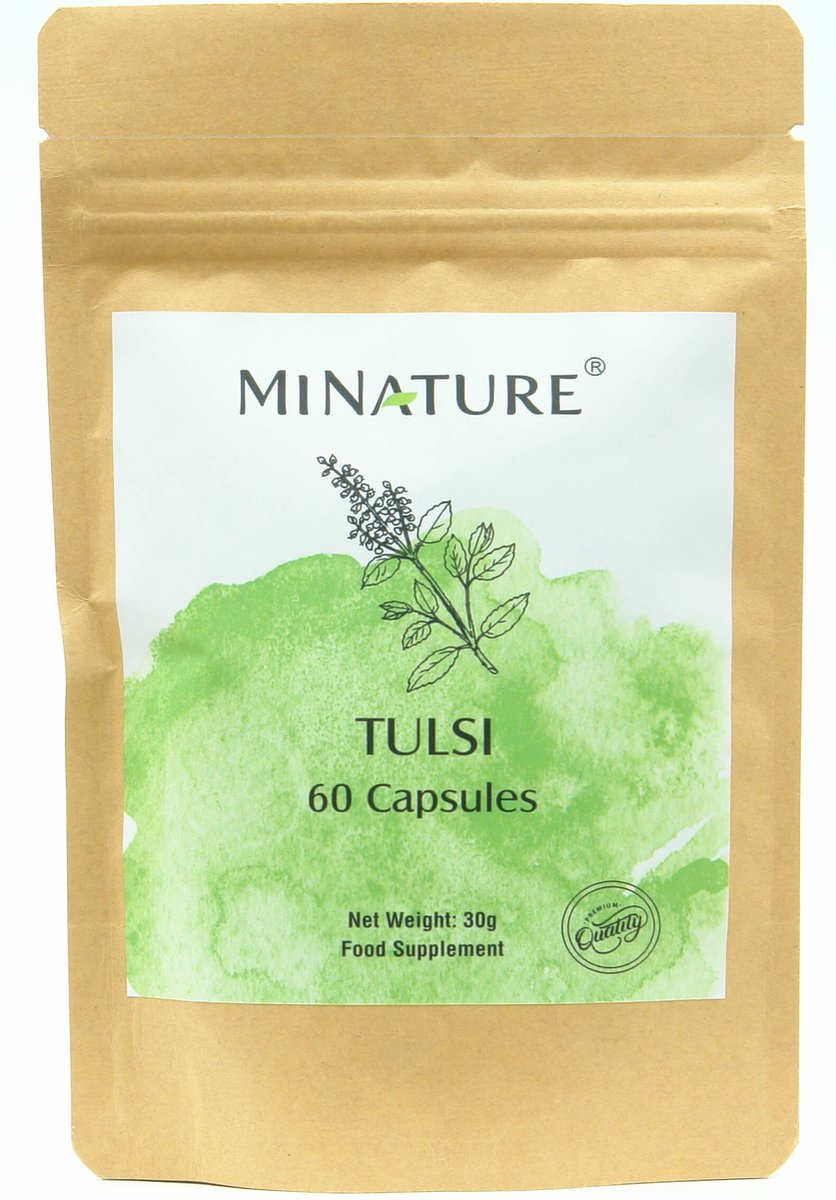 Tulsi Capsules 60 stuks - 450mg Poeder van Ocimum Sanctum Bladeren per Vegan Capsule - 100% Plantaardig