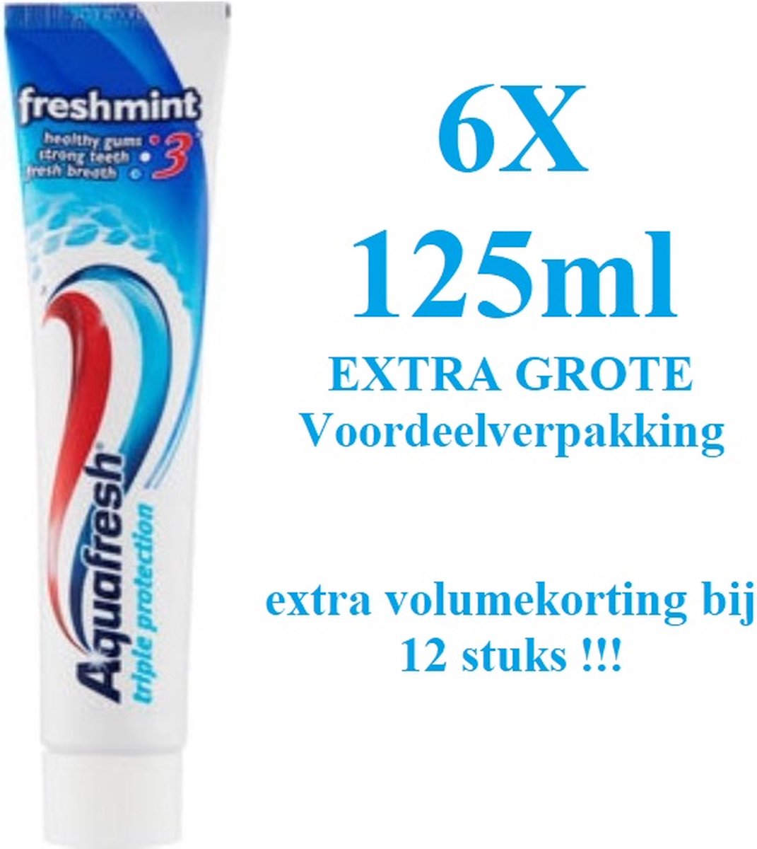 Aquafresh Triple Protection - XL - Tandpasta - Fresh Mint - 6 x 125ML - Voordeelverpakking