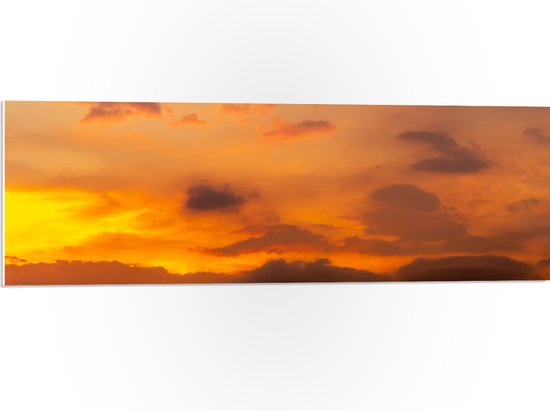 PVC Schuimplaat - Oranje Lucht door Zonsondergang - 90x30 cm Foto op PVC Schuimplaat (Met Ophangsysteem)
