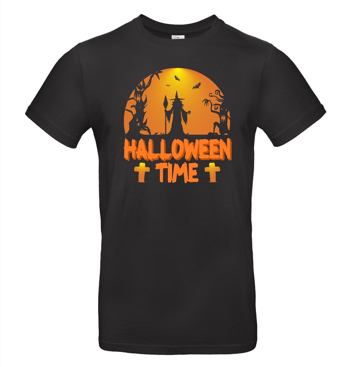 Zwart Halloween T-shirt met opdruk Halloween Time 128