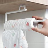 Porte essuie-tout - Sans perçage - Porte-serviettes - Accessoires de vêtements pour bébé de Cuisine - Papier toilette - Auto-adhésif | Blanc