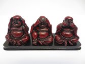 Horen Zien en Zwijgen Boeddha plankje- Rood Boeddha