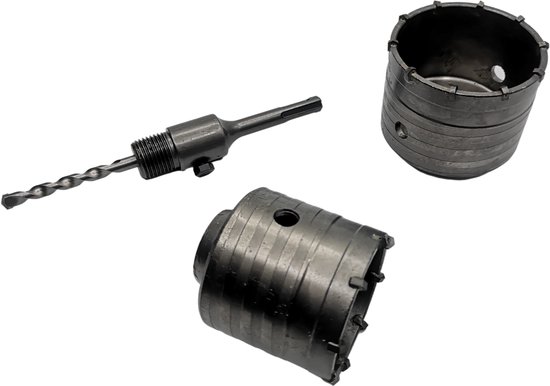 WERHE® Profi Boor Massief staal, Grondboor voor boormachine 80 mm dubbele schacht extreem robuust met SDS Plus adapter - Paalboor Putboor precieze boorpunt