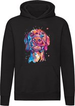 Hond Hoodie - huisdier - verf - kunst - schilderij - dieren - unisex - trui - sweater - capuchon
