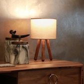 Tafellamp Preston 33 cm E27 houtkleurig en zandkleurig