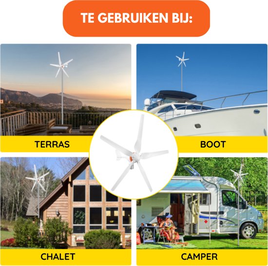 Windturbine 1200W met 0.9M Diameter en 4 Bladen voor Efficiënte