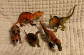 Dinosaurus speelgoed set 5-delig - kunststof bekers 2-delig - blauw - groen - Dino - miniatuur-dieren