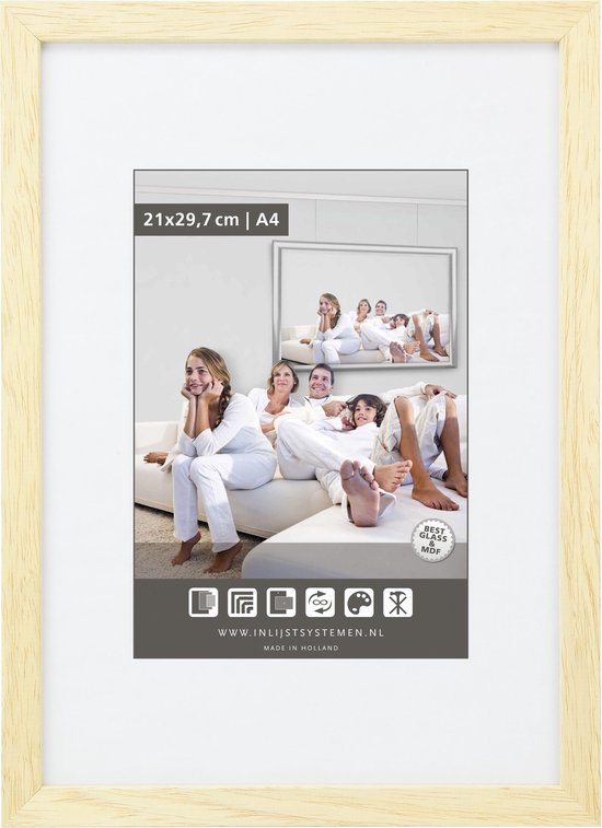 Foto: Wissellijst 42x59 4cm m100 onvernist blank hout p stuk 