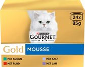 Bol.com Gourmet Gold Mousse - Kattenvoer Natvoer - Konijn Rund Kalf & Lam - 4 x 24 x 85 g aanbieding