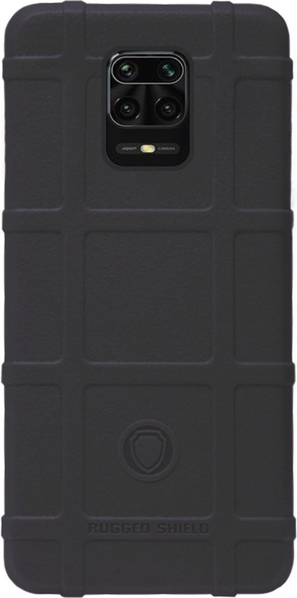 RUGGED SHIELD Rubber Bumper Case Hoesje voor Xiaomi Redmi Note 9 Pro/ 9S - Zwart