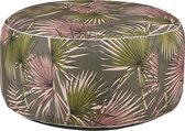 Mica Decorations Nuno Opblaasbare Poef met Palm Bladeren - H37 x Ø80 cm - Groen