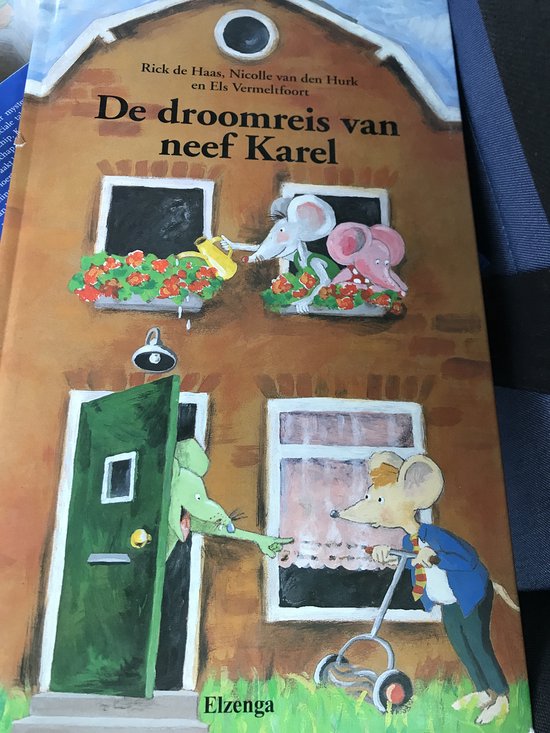 Boek "De droomreis van neef Karel" met illustratie van muizen en een groene deksel.