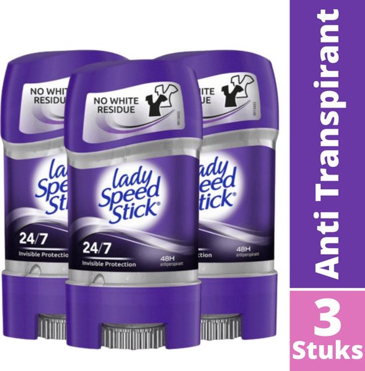 Goedkoopste Lady Speed Stick Invisible Protection Deodorant - Gel Stick- 3 x 65 g
