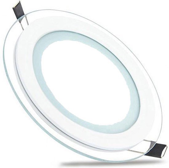 LED Downlight Slim - Inbouw Rond 6W - Helder/Koud Wit 6400K - Mat Wit Glas - Ø96mm