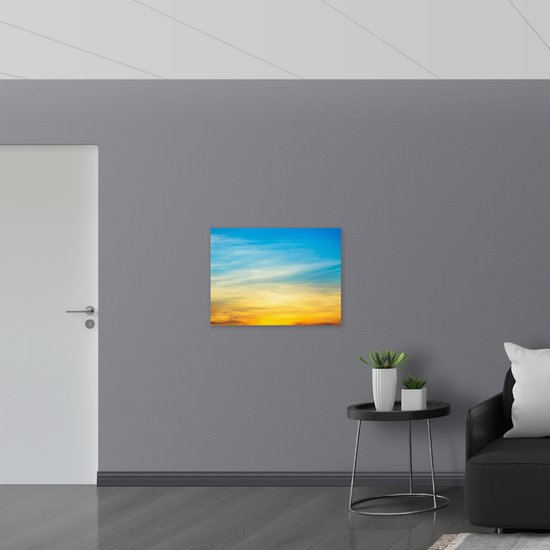 Poster Glanzend – Oranje Lucht van Zonsondergang - 80x60 cm Foto op Posterpapier met Glanzende Afwerking