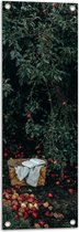 WallClassics - Tuinposter – Mandje voor Appels Plukken - 30x90 cm Foto op Tuinposter (wanddecoratie voor buiten en binnen)