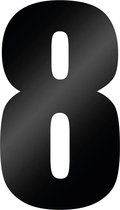 Cijfer 8 - Set van 10 stickers - Lettertype Impact - Hoogte 5 cm - Kleur Zwart